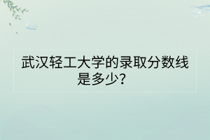 武汉轻工大学的录取分数线是多少？