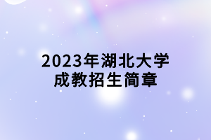 2023年湖北大学成教招生简章