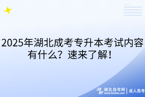 2025年湖北成考专升本考试内容有什么？速来了解！