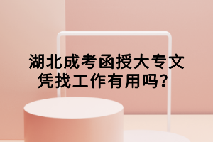 湖北成考函授大专文凭找工作有用吗？
