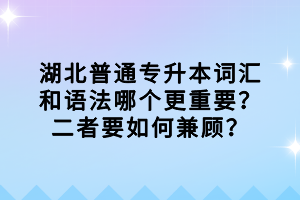 湖北普通专升本词汇和语法哪个更重要？二者要如何兼顾？
