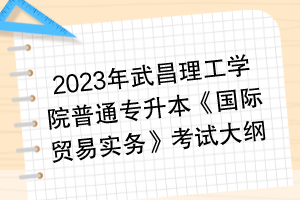 2023年武昌理工学院普通专升本《国际贸易实务》考试大纲