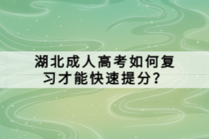 湖北成人高考如何复习才能快速提分？