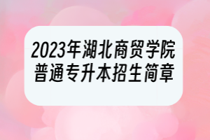 2023年湖北商贸学院普通专升本招生简章