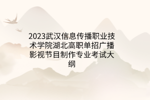 2023武汉信息传播职业技术学院湖北高职单招广播影视节目制作专业考试大纲