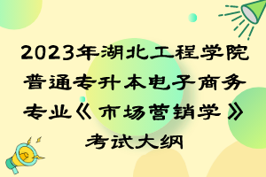 2023年湖北工程学院普通专升本电子商务专业《市场营销学》考试大纲