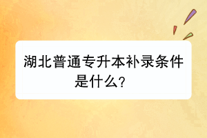 湖北普通专升本补录条件是什么？