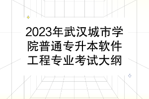 2023年武汉城市学院普通专升本软件工程专业考试大纲