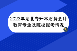 2023年湖北专升本财务会计教育专业及院校报考情况