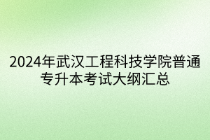 2024年武汉工程科技学院普通专升本考试大纲汇总