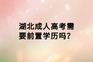 湖北成人高考需要前置学历吗？