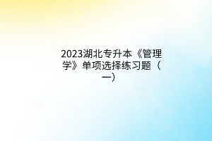 2023湖北专升本《管理学》单项选择练习题（一）