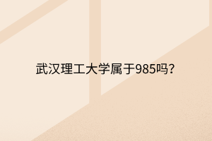 武汉理工大学属于985吗？