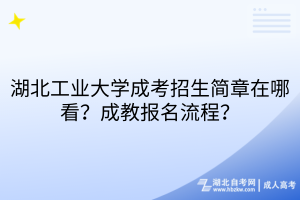 湖北工业大学成考招生简章在哪看？成教报名流程？