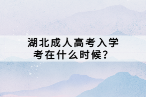 湖北成人高考入学考在什么时候？