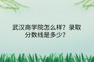 武汉商学院怎么样？录取分数线是多少？