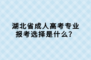 湖北省成人高考专业报考选择是什么？