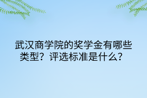 武汉商学院的奖学金有哪些类型？评选标准是什么？