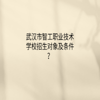 武汉市智工职业技术学校招生对象及条件？