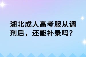 湖北成人高考服从调剂后，还能补录吗？