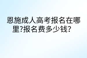 恩施成人高考报名在哪里?报名费多少钱？