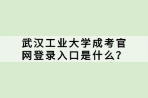 武汉工业大学成考官网登录入口是什么？