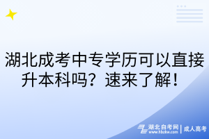 湖北成考中专学历可以直接升本科吗？速来了解！