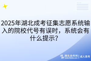 2025年湖北成考征集志愿系统输入的院校代号有误时，系统会有什么提示？