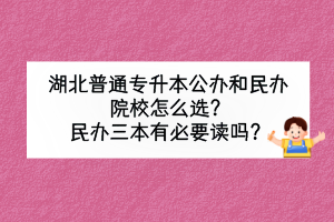 湖北普通专升本公办和民办院校怎么选？民办三本有必要读吗？