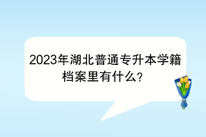 2023年湖北普通专升本学籍档案里有什么？