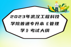 2023年武汉工程科技学院普通专升本《管理学》考试大纲