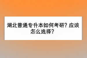 湖北普通专升本如何考研？应该怎么选择？