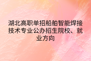 湖北高职单招船舶智能焊接技术专业公办招生院校、就业方向