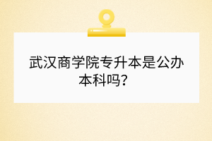 武汉商学院专升本是公办本科吗？