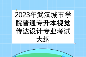2023年武汉城市学院普通专升本视觉传达设计专业考试大纲