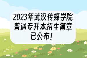 2023年武汉传媒学院普通专升本招生简章已公布！