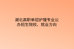 湖北高职单招护理专业公办招生院校、就业方向