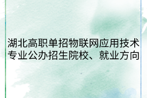 湖北高职单招物联网应用技术专业公办招生院校、就业方向