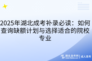 2025年湖北成考补录必读：如何查询缺额计划与选择适合的院校专业