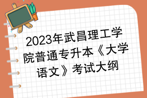 2023年武昌理工学院普通专升本《大学语文》考试大纲