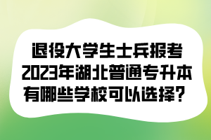 退役大学生士兵报考2023年湖北普通专升本有哪些学校可以选择？