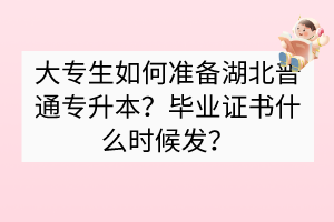 大专生如何准备湖北普通专升本？毕业证书什么时候发？