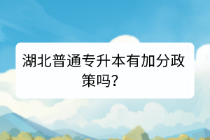 湖北普通专升本有加分政策吗？