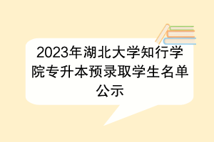2023年湖北大学知行学院专升本预录取学生名单公示