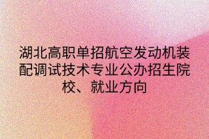 湖北高职单招航空发动机装配调试技术专业公办招生院校、就业方向