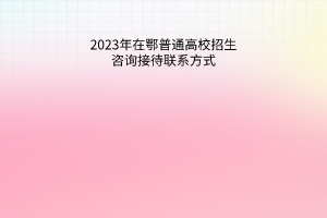 2023年在鄂普通高校招生咨询接待联系方式