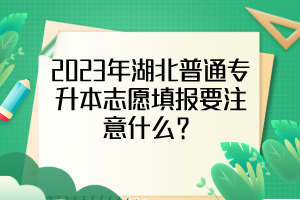 2023年湖北普通专升本志愿填报要注意什么？