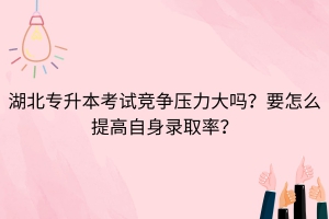 湖北专升本考试竞争压力大吗？要怎么提高自身录取率？