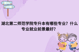 湖北第二师范学院专升本有哪些专业？什么专业就业前景最好？