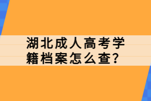 湖北成人高考学籍档案怎么查？